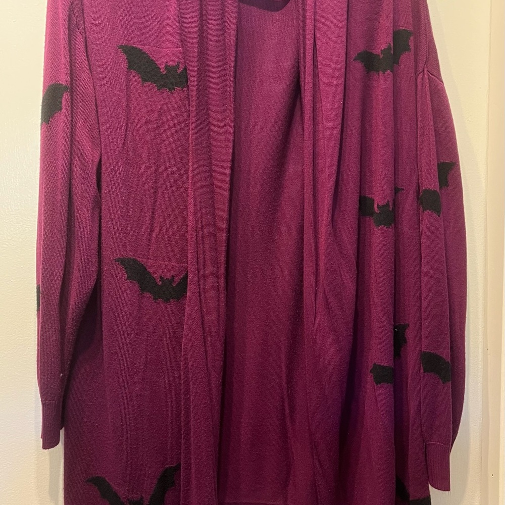 BloomChic Purple Bat Pattern Cardigan